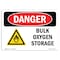 Signmission OSHA Danger Sign, 10" Height, Rigid Plastic, Bulk Oxygen Storage, Landscape, 1014-L-1856 OS-DS-P-1014-L-1856 - alternate 1